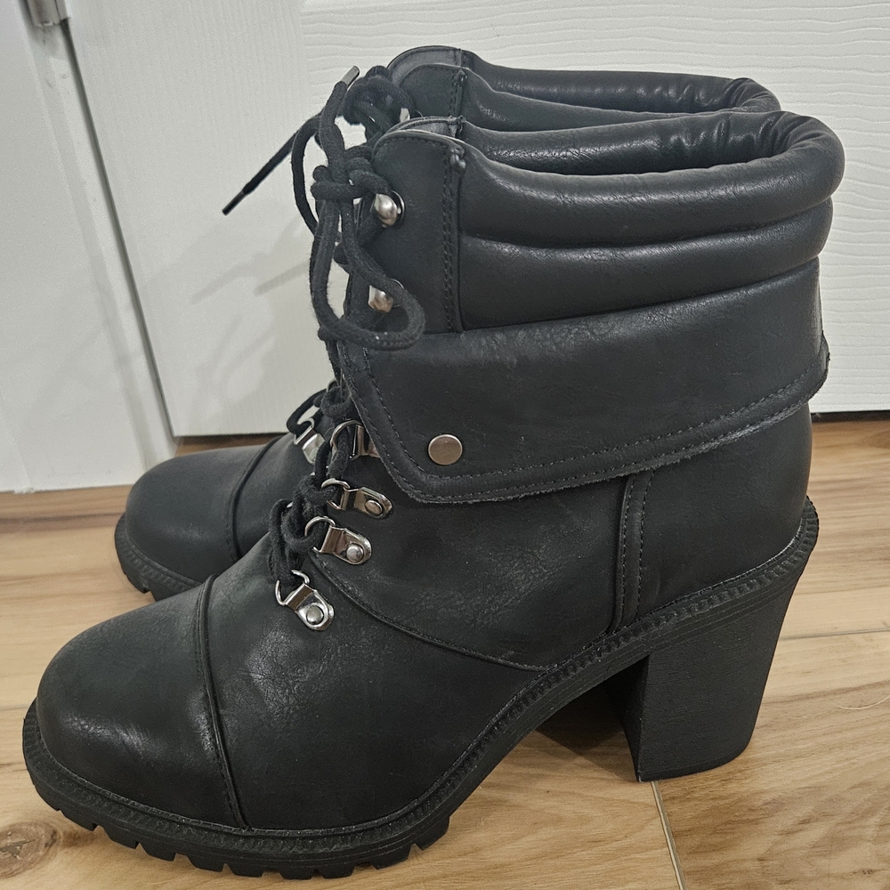 Torrid Black Heeled Boots Size 11W with Chunky Heel